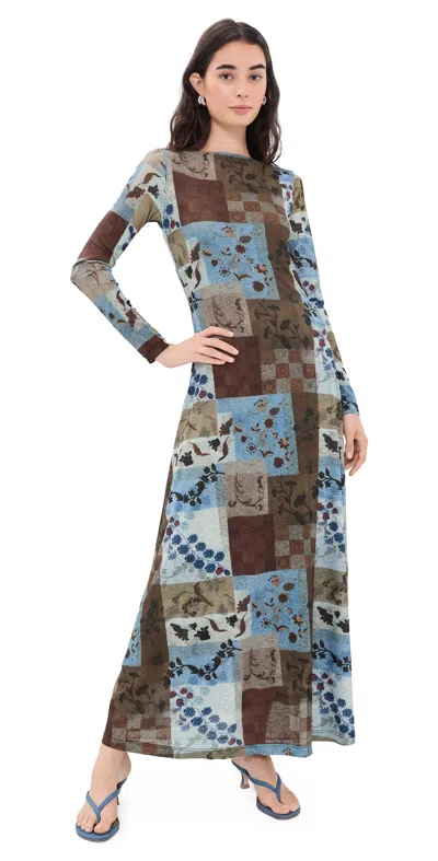 Another Girl Patchwork Print Mesh Maxi Dress Multi