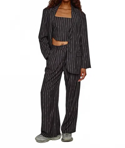 Another Girl Pinstripe Oversized Blazer In Navy Pinstripe In Blue