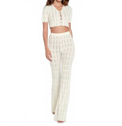 Another Girl Pointelle Scalloped Flare Pants In Cream In White