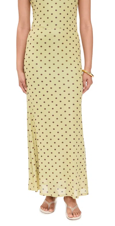 Another Girl Polka Dot Mesh Maxi Skirt Pistachio/brown