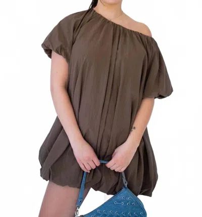 Another Girl Puffball Mini Dress In Brown