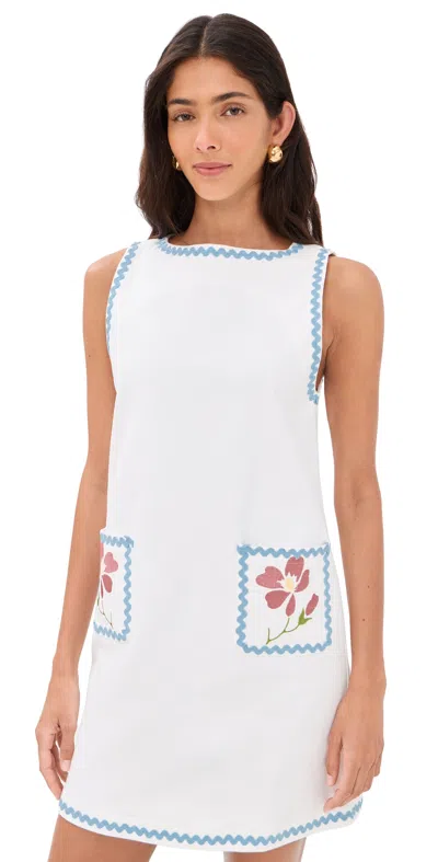 Another Girl Ric Rac Floral Shift Dress Ivory In Blue