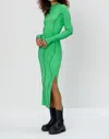 ANOTHER GIRL WAVY SEAM MIDAXI DRESS IN GREEN