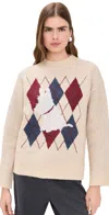 Another Girl Westie Argyle Knitted Sweater Cream In Neutral