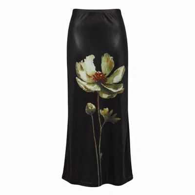 Another Girl Women's Black Digital Flower Skirt