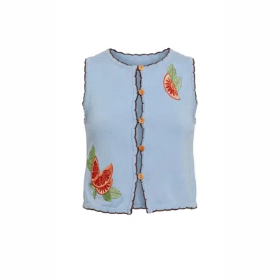 Another Girl Women's Blue Clementine Applique Knit Waistcoat
