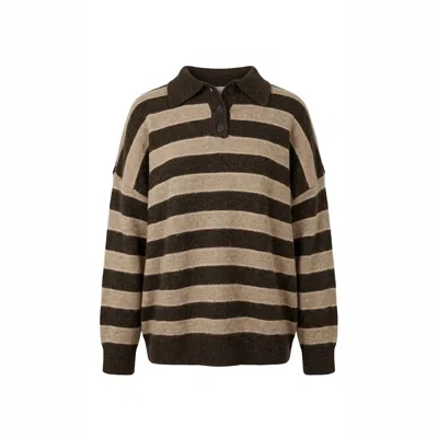 Another Girl Women's Brown & Beige Stripe Oversized Jumper In Multi