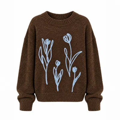 Another Girl Women's Brown & Blue Cornelli Tulip Jumper