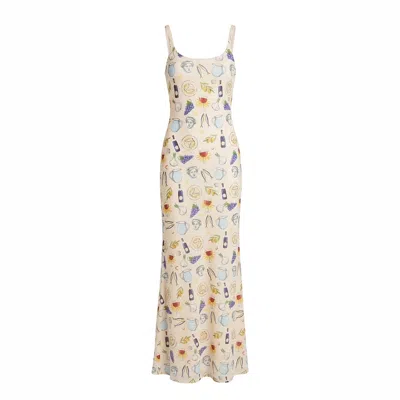 Another Girl Women's Cream Euro Summer Print Mesh Maxi Dress In Neutral