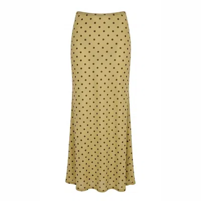 Another Girl Women's Green Olive & Brown Polka Dot Mesh Maxi Skirt In Neutral