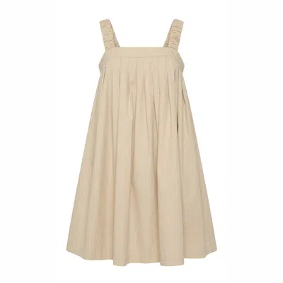 Another Girl Women's Neutrals Beige Pleated Babydoll Mini Dress