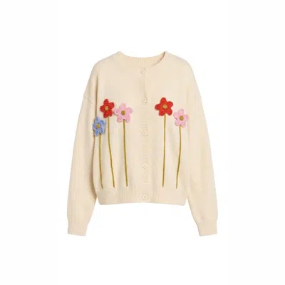 Another Girl Women's Neutrals Cream Flower Crochet Cardigan