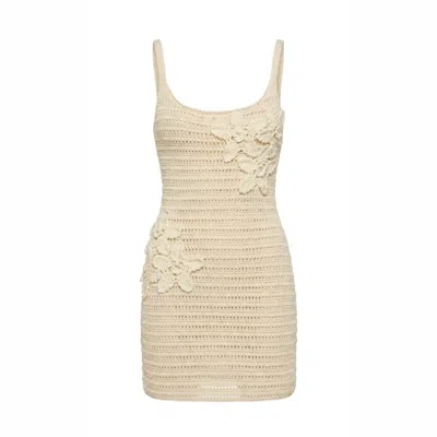 Another Girl Women's Neutrals Cream Flower Crochet Mini Dress In Gray