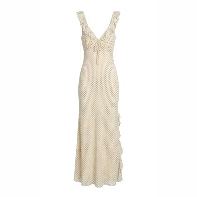 Another Girl Women's Neutrals Cream Polka Dot Ruffle Maxi Dress