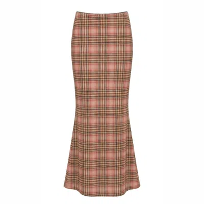 Another Girl Women's Pink Checkered Mesh Maxi Skirt