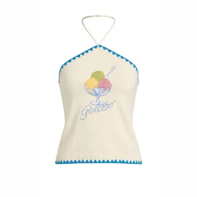 Another Girl Women's White Cream Gelato Knit Halter Top In Neutral