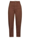 Another Label Woman Jeans Brown Size 8 Cotton, Elastane