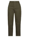 Another Label Woman Jeans Military Green Size 8 Cotton, Elastane In Green