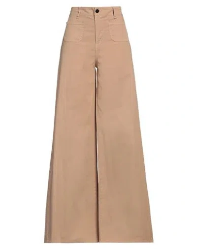 Another Label Woman Pants Beige Size 6 Cotton, Elastane