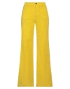Another Label Woman Pants Mustard Size 8 Cotton In Yellow