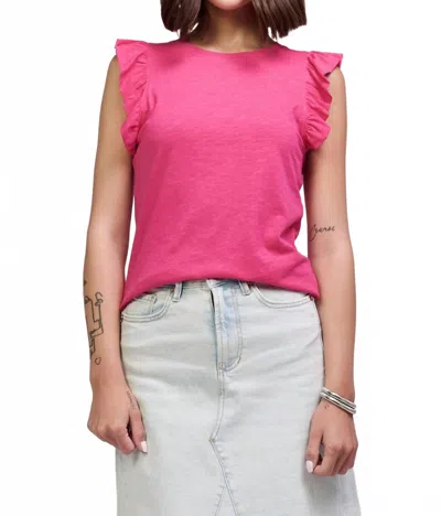 Another Love Akiko Ruffle Cap Sleeves Top In Pink Paradise