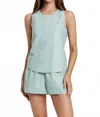 Another Love Carmela Vegan Leather Tank In Aquamarine In Blue