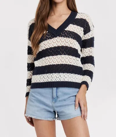 Another Love Alani Sweater In Navy/white