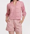 Another Love Alexandria Eyelet Blouse In Cherry In Pink