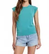 Another Love Alora Side Shirred Muscle Tee In Meadow Teal In Blue