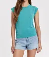 Another Love Alora Side Shirred Muscle Tee In Meadow Teal