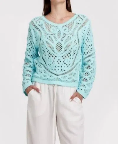Another Love Amalina Open Knit Crochet Top In Aquamarine In Blue