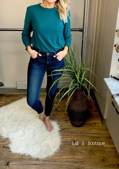 Another Love Amari Long Sleeve Top In Deep Lagoon In Multi