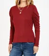 ANOTHER LOVE AMELIA RUCHED LONG SLEEVE TOP IN RHUBARB