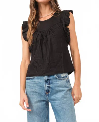ANOTHER LOVE ANELIA BLACK LINEN PETAL SLEEVE TOP