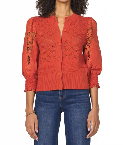 Another Love Ankara Mesh Cardigan In Orange Maple In Multi