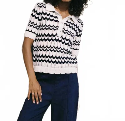 Another Love Araminta Sweater Top In Cream And Black Iris In Multi