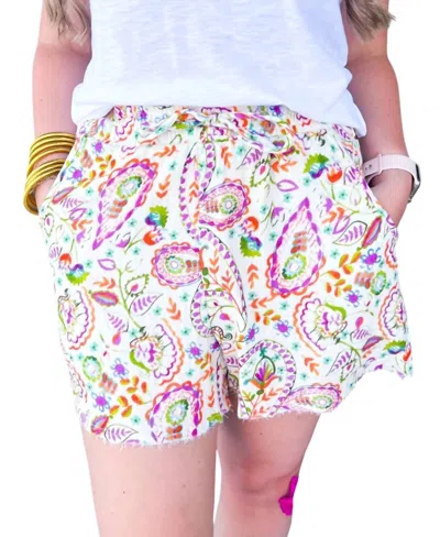 Another Love Aspen Raw Hem Short In Ojai Paisley In Multi