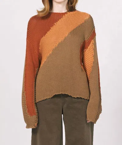 Another Love Azaria Long Sleeve Sweater In Rustling Leaves In Brown