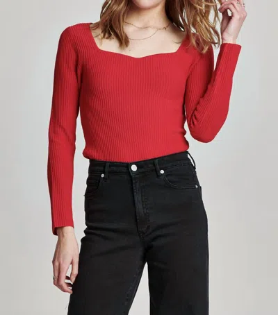 Another Love Blakeley Sweetheart Neck Rib Top In Garnet In Red