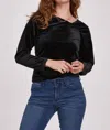 Another Love Brielle Long Sleeve Top In Black Velvet