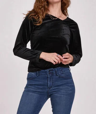 Another Love Brielle Long Sleeve Top In Black Velvet