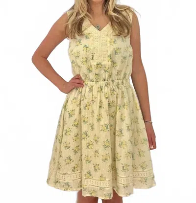 Another Love Brylee Printed V Neck Sleeveless Dress In Buttercup In Yellow