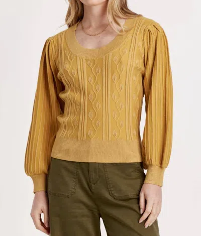 Another Love Cable Knit Textured Sweater In Mustard In Yellow
