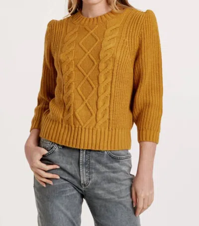 Another Love Cable Knit Three Quarter Sleeve Sweater In Ochre In Orange