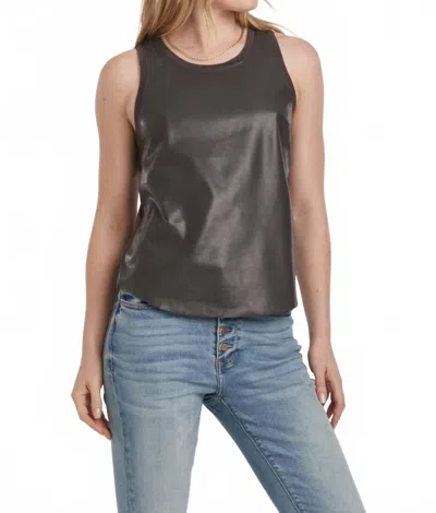 Another Love Carmela Mix Media Tank Top In Iron Gray In Black