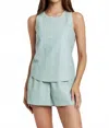 Another Love Carmela Vegan Leather Tank In Aquamarine In Green