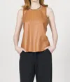Another Love Carmela Vegan Leather Tank In Brown Sugar In Multi