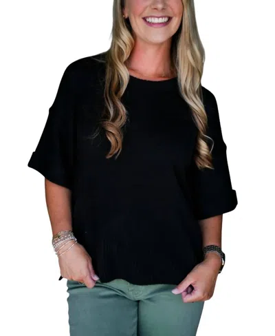 Another Love Catrina Short Sleeve Sweater In Black