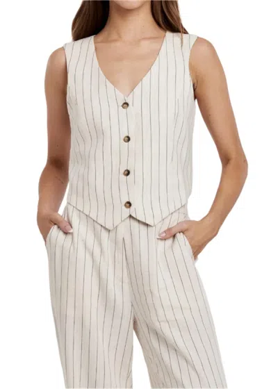 Another Love Cecilia Vest Top In Cream/black Stripe In Multi