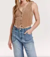 Another Love Cedric Chenille Button Up Vest In Toffee In Brown